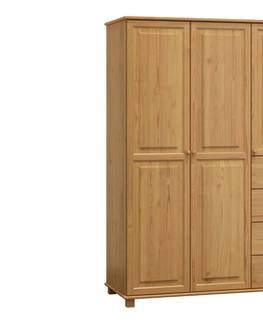 Šatní skříně Skříň 3D BHAGIRA 4, šíře 120 cm, masiv borovice, moření: olše