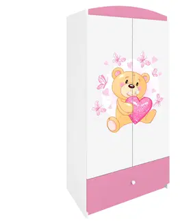 Dětský nábytek Kocot kids Dětská skříň Babydreams 90 cm medvídek s motýlky růžová