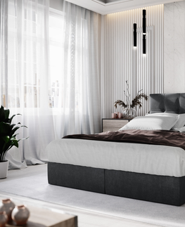 Postele Čalouněná postel GARETTI 140x200 cm, černá