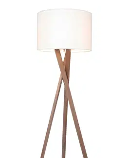 Dřevěné stojací lampy Sessak Přírodní stojací lampa Vega na trojnožce - pr. 45 x 160 mm, 60 W, ořech a bílé stínítko SE RVEGLP
