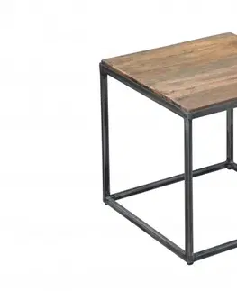 Luxusní a designové příruční stolky Estila Industriální příruční stolek Cobra 40cm z teakového dřeva