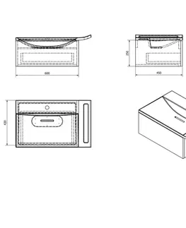 Sifony k pračkám SAPHO ZEUS umyvadlová skříňka vč. sifonu 60x26x45 cm, černá mat ZE070-3535