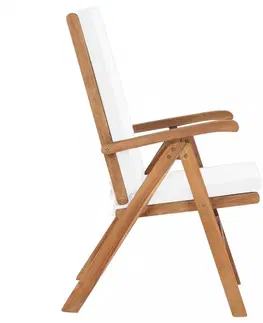 Zahradní křesla a židle Polohovací zahradní židle 2 ks teakové dřevo Dekorhome Krémová