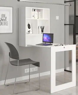 Kancelářské a psací stoly Závěsný psací stůl rozkládací TILT bílý mat