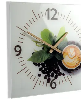 Kuchyňské hodiny Kuchyňské hodiny s dřevěnými ručičkami s cappuccinem