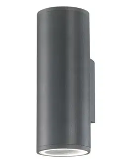 Moderní venkovní nástěnná svítidla NOVA LUCE venkovní nástěnné svítidlo NODUS tmavě šedý hliník skleněný difuzor GU10 2x7W 220-240V IP54 bez žárovky světlo nahoru a dolů 773223