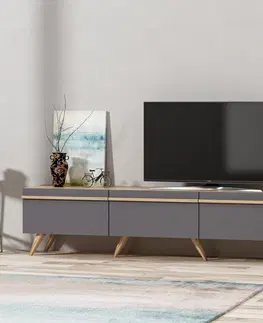 TV stolky Kalune Design TV stolek AMSTERDAM 180 cm antracitový