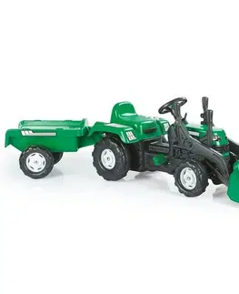 Dětská vozítka a příslušenství Dolu Šlapací traktor Ranchero s vlečkou a nakladačem, zelená