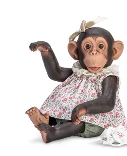 Hračky panenky RAPPA - Realistická panenka od Asivil ze Španělska šimpanz Lola květina 35 cm