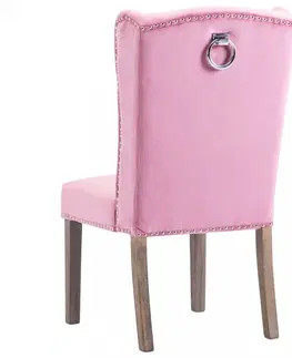Židle Jídelní židle 4 ks samet / kaučukovník Dekorhome Světle zelená
