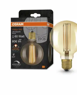 LED žárovky OSRAM LEDVANCE Vintage 1906 GLOBE 95 DIM 60 8.8W/2200K E27 4058075761773