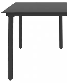 Zahradní stolky Zahradní jídelní stůl černá / sklo Dekorhome 80x80x74 cm