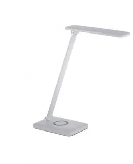 Stolní lampy do kanceláře LEUCHTEN DIREKT is JUST LIGHT LED stolní lampa, bílá, bezdrátové QI-nabíjení, dotykový stmívač, CCT 2700-5000K