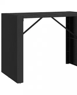 Zahradní stolky Barový stůl se skleněnou deskou černý 145x80x110 cm polyratan