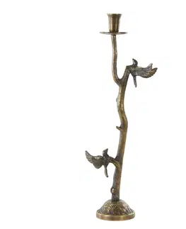 Svícny Bronzový antik kovový svícen s ptáčky Bird antique - 18*10*50 cm Light & Living 6054618