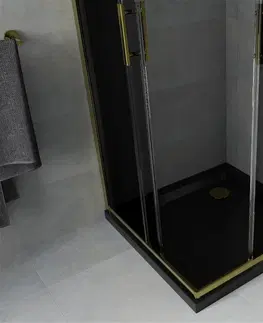 Sifony k pračkám MEXEN/S Rio sprchový kout čtverec 80x80, grafit, zlatá + černá vanička se sifonem 860-080-080-50-40-4070G