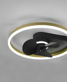 Stropní ventilátory se světlem Reality Leuchten Stropní ventilátor Borgholm s LED, CCT, černá