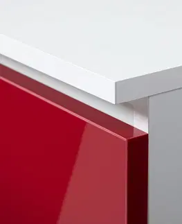Psací stoly Ak furniture Rohový psací stůl B16 124 cm bílý/červený pravý
