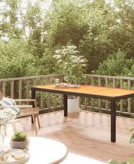 Zahradní stolky Zahradní stůl 190 x 90 x 75 cm polyratan a akáciové dřevo černý