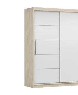 Šatní skříně Idzczak Meble Šatní skříň ALBA II 250 cm bílá, varianta bez osvětlení