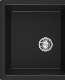 Sifony k pračkám MEXEN Tomas granitový dřez 2-bowl 800x500 mm,černá, sifon chrom 6516802000-77