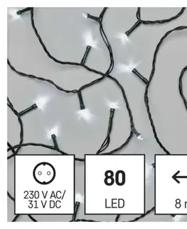 Vánoční řetězy a lamety EMOS LED vánoční řetěz Steny s časovačem 8 m studená bílá