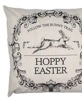 Dekorační polštáře Povlak na polštář s králíkem Hoppy Easter - 45*45cm Clayre & Eef RFL22
