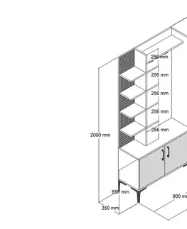 Stěny do předsíně Sofahouse Designová síňová skříň Hartley 200 cm antracitová