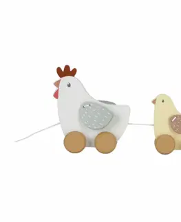 Hračky LITTLE DUTCH - Tahací slepička s kuřátky dřevěná Farma
