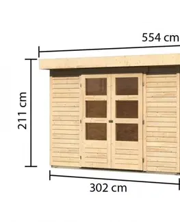 Dřevěné plastové domky Dřevěný zahradní domek ASKOLA 4 s přístavkem 240 Lanitplast Antracit