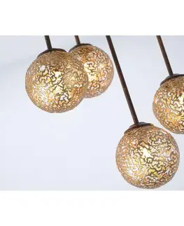 Designová stropní svítidla PAUL NEUHAUS Stropní svítidlo, venkovské, 5-ramenné, hnědo-zlatá PN 6234-48