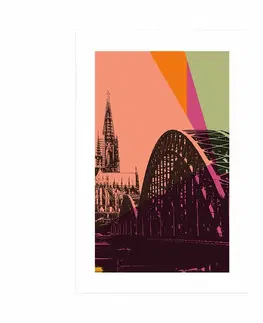 Pop art Plakát s paspartou digitální ilustrace města Kolín