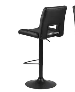 Barové židle Dkton Designová barová židle Nerine černá-ekokůže