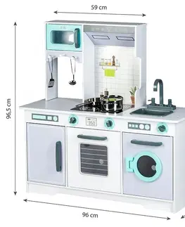 Hračky Dřevěná XXL kuchyňka s pračkou + doplňky Ecotoys