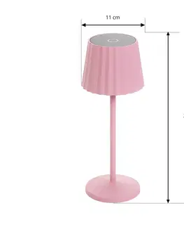 Venkovní osvětlení terasy Lindby LED dobíjecí stolní lampa Lindby Esali, růžová, sada 2 kusů