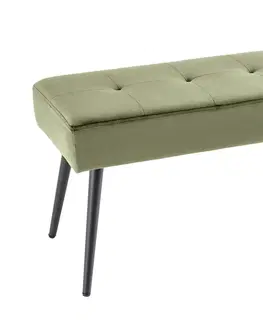 Lavice do jídelny LuxD Designová lavice Bailey 100 cm olivovo-zelený samet