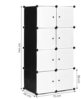 Botníky MODERNHOME Modulární botník PEC 8 černý/bílý