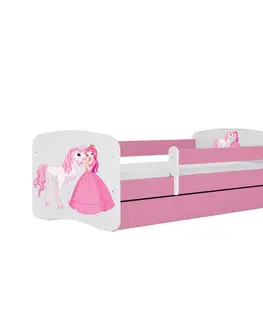 Dětské postýlky Kocot kids Dětská postel Babydreams princezna a poník růžová, varianta 70x140, bez šuplíků, bez matrace