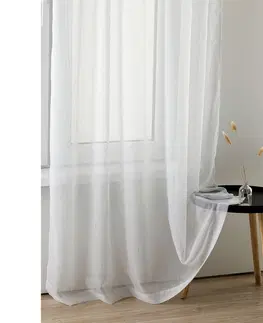 Záclony HOMEDE Záclona Romantic se zlatými kroužky bílá, velikost 280x160