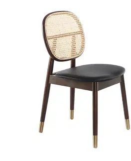 Luxusní jídelní židle Estila Retro jídelní židle Forma Moderna s ratanovou opěrkou 87cm
