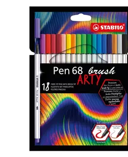 Hračky STABILO - Fixy se štětcovým hrotem pro různé šířky čar PEN 68 brush - Arty, sada 18 ks