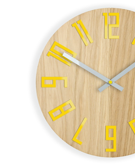 Hodiny ModernClock Nástěnné hodiny Wood hnědo-žluté