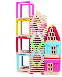 Dřevěné hračky Bino Dřevěná stavebnice Město, 150 dílků