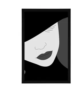 Černobílé Plakát nóbl dáma v klobouku v černobílém provedení