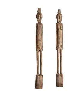Luxusní stylové sošky a figury Estila Designový set vysokých figur Ipkins v etno stylu z masivního dřeva v naturálním hnědém provedení 215cm