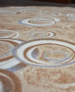 Koberce a koberečky Dywany Lusczow Kulatý koberec DROPS Bubbles béžový, velikost kruh 133
