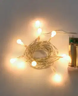 LED osvětlení na baterie DecoLED LED světelný řetěz na baterie - teple bílá, 10 diod, 2,1m