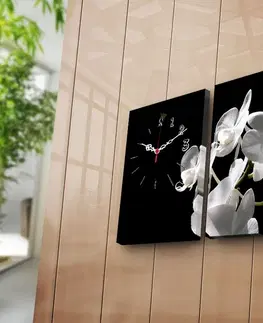 Hodiny Wallity 2 dílné dekorativní nástěnné hodiny Piese černé