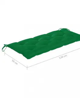 Zahradní lavice Zahradní lavice se zelenou poduškou 120 cm masivní teak