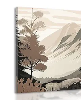 Obrazy hory Obraz skandinávská chata v horách